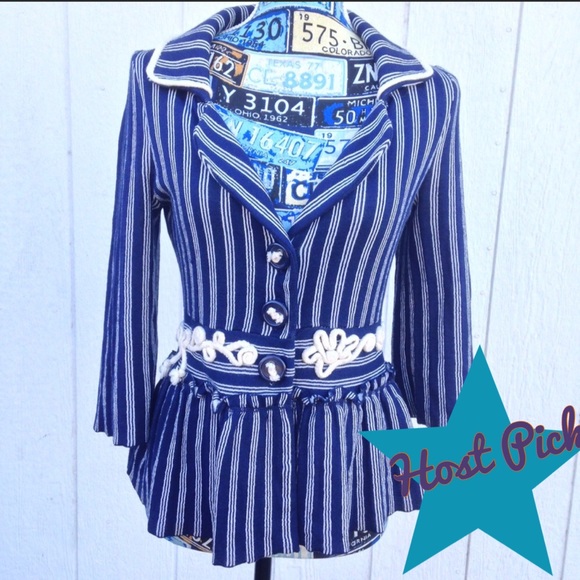 Anthropologie Jackets & Blazers - 🚣‍♀️HP!!! 🚣‍♀️Nautical Feel Stripe Peplum Blazer